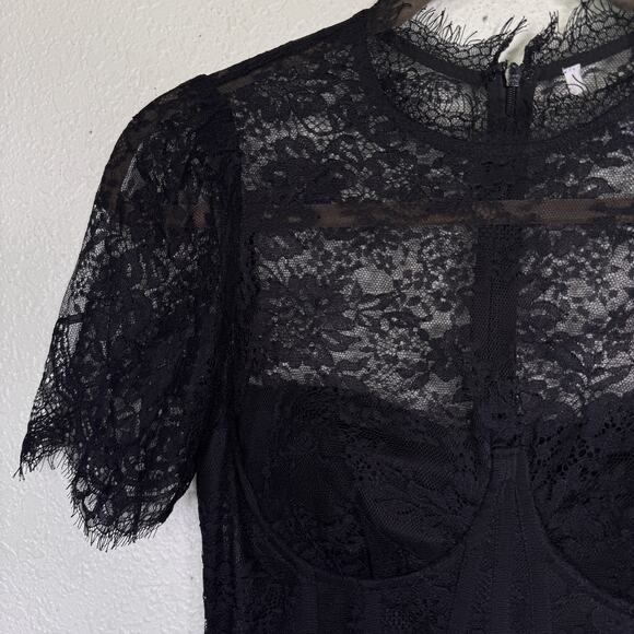 ASTR The Label Leilani Lace Bustier Mini Dress Womens XS Lace Black Whimsigoth - Picture 5 of 11